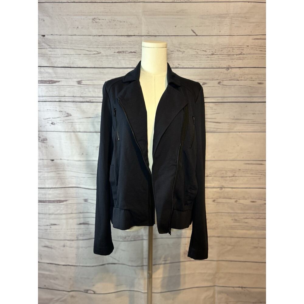 Cabi Chance Asymmetrical Moto Jacket Navy Blue Size M - Picture 2 of 7